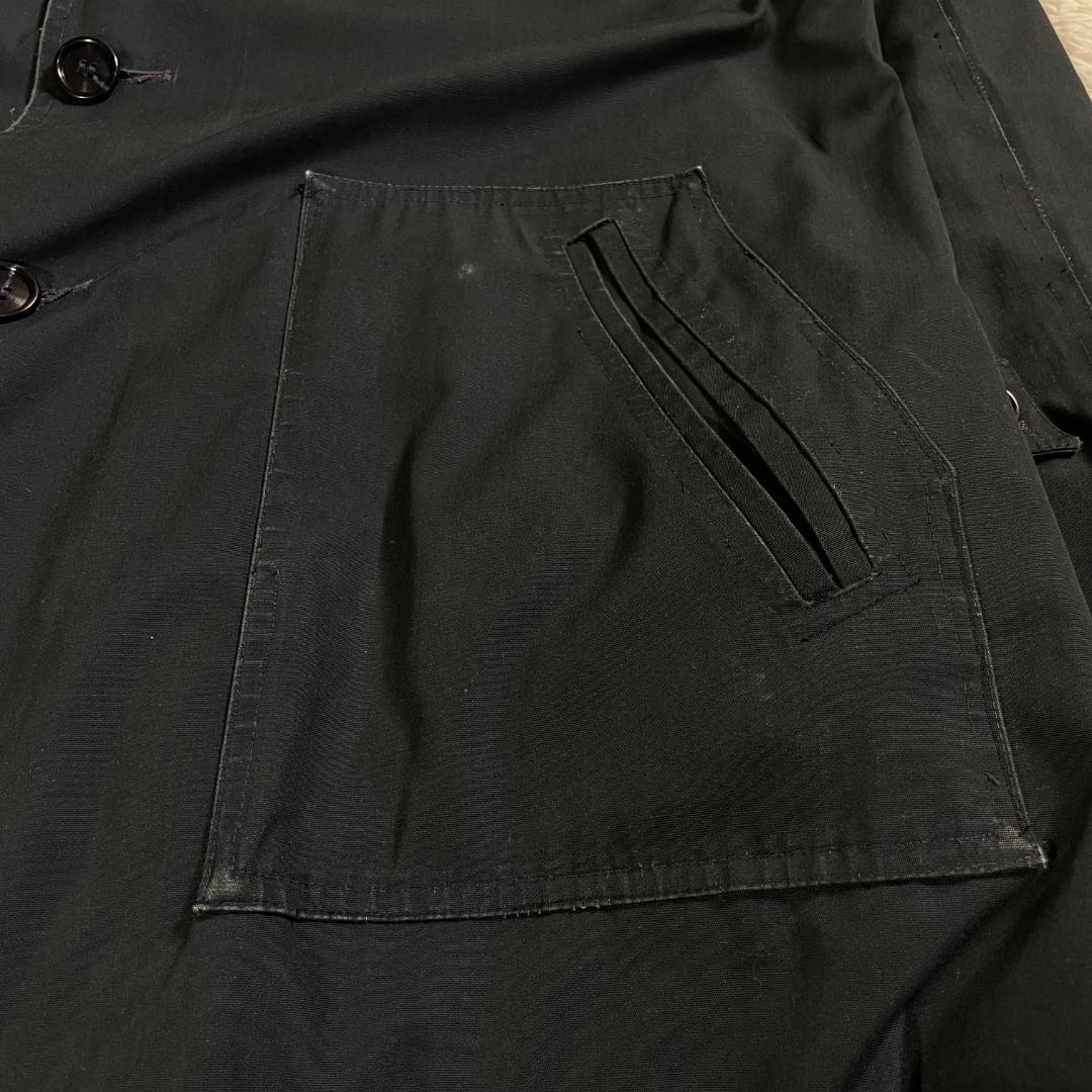 70s 80s Dior ステンカラーコート ベルト付 42 紺 白 ロング