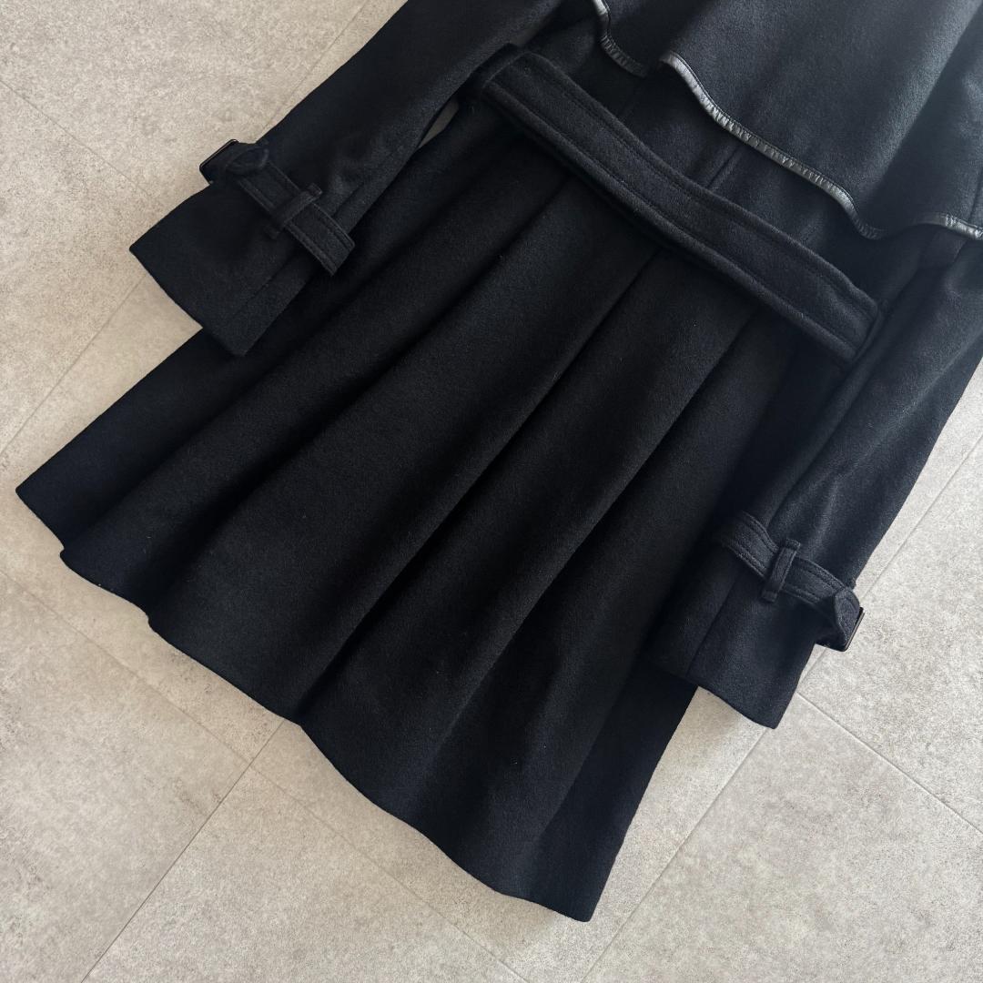 バーバリーブルーレーベル　タグ付　 ロングコート　ケープ付き　2way　黒　38