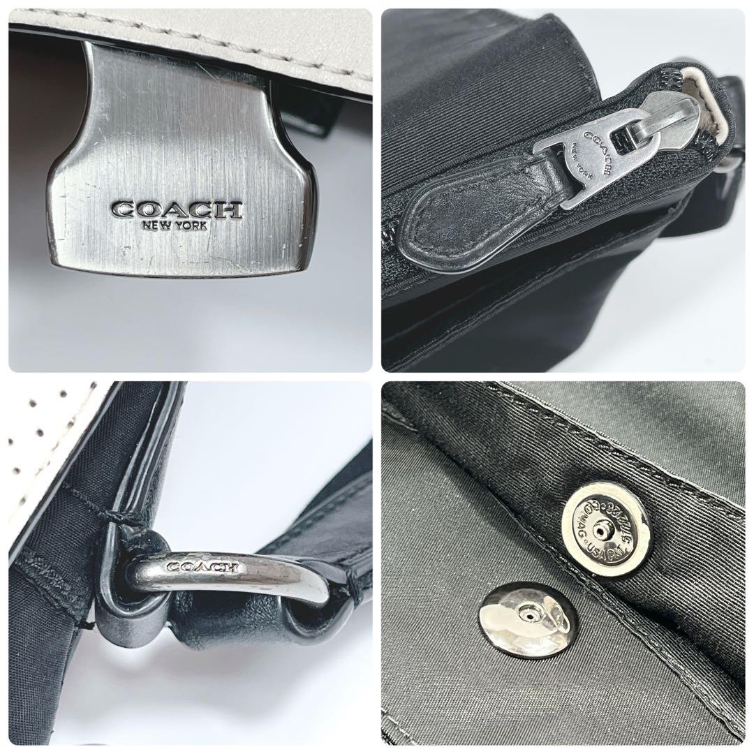 COACH コーチ ワンショルダーバッグ ロゴ型押し 大容量 パンチング 白
