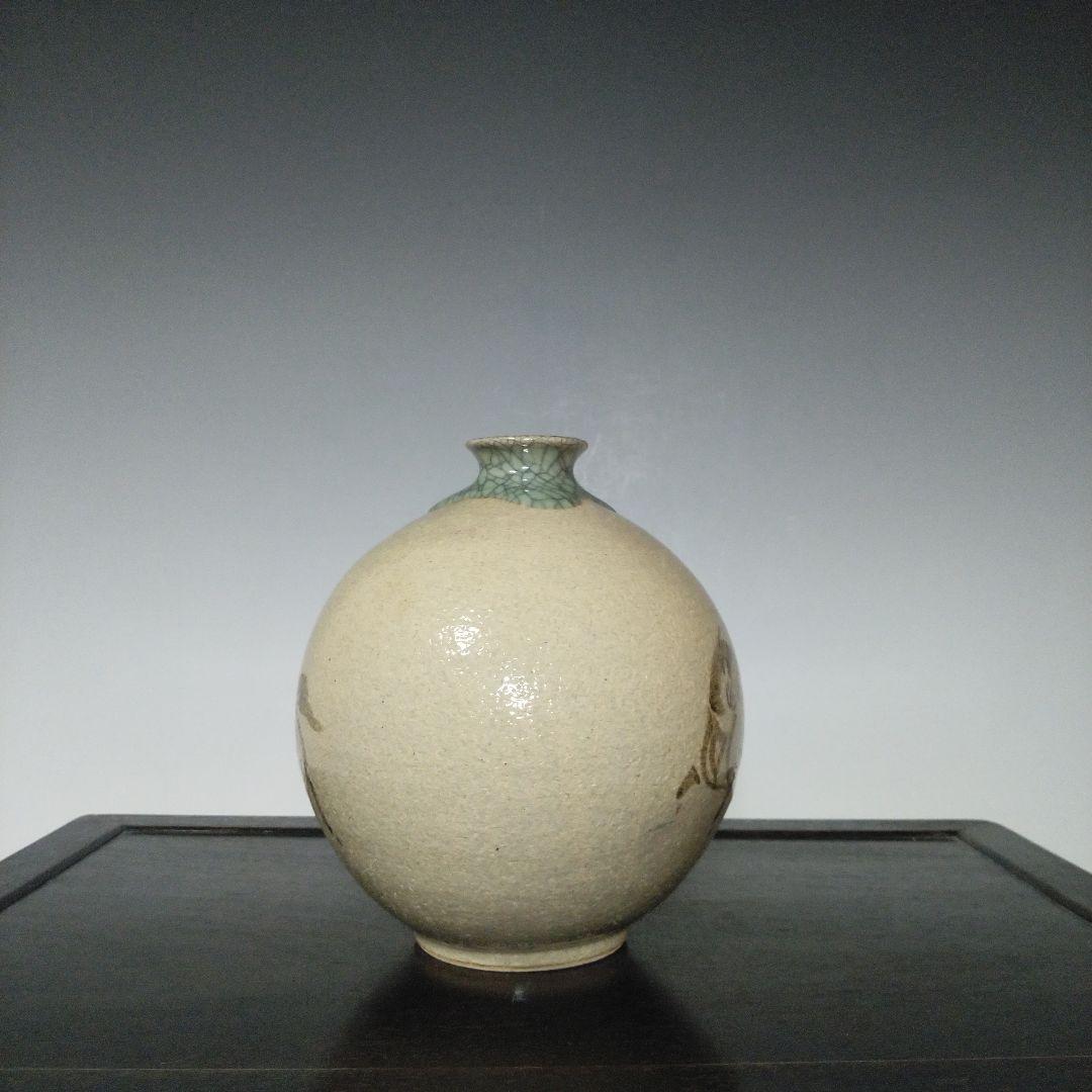 NO651 相馬駒焼　花瓶　田代法橋　馬絵