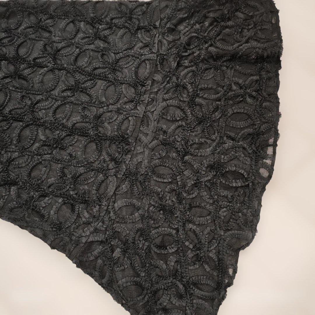 2025美品グレースコンチネンタル　ブラック 花模様刺繍 マキシワンピ　36