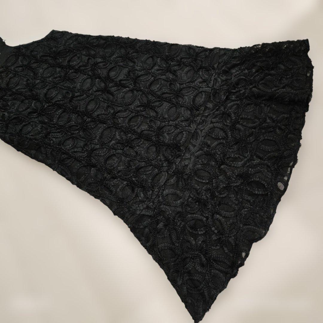 2025美品グレースコンチネンタル　ブラック 花模様刺繍 マキシワンピ　36