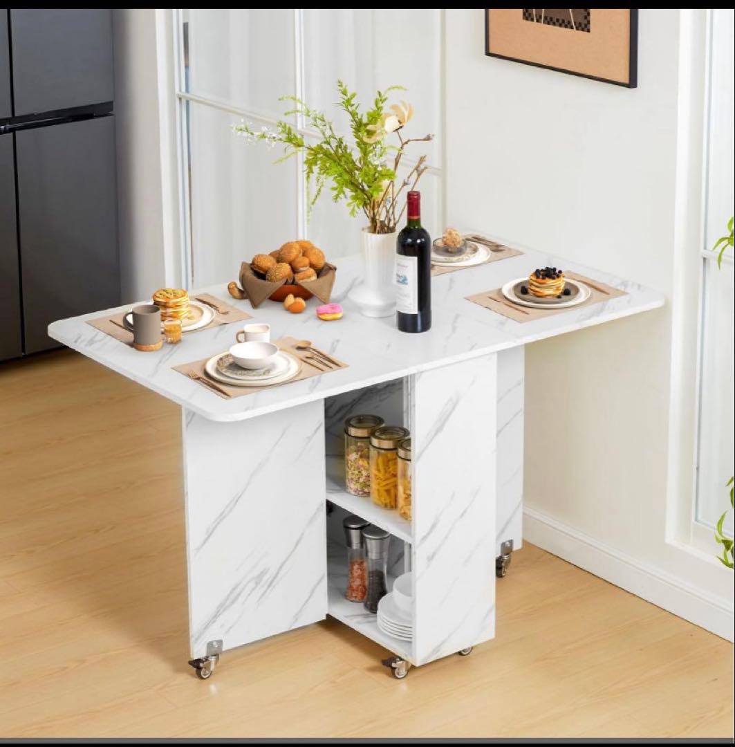 ☘️折りたたみダイニングテーブル 万能ドロップリーフダイニングテーブル ロック可