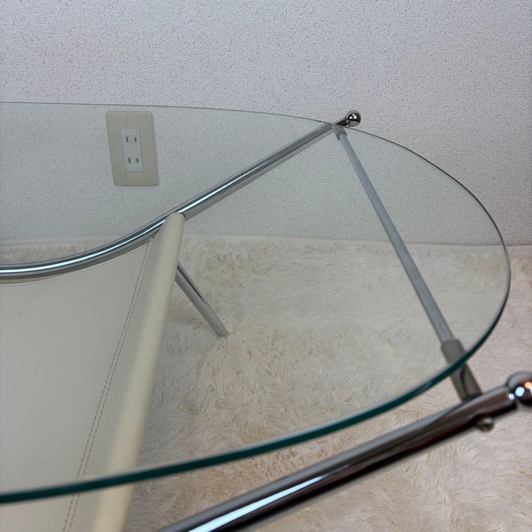 送料無料 ミッドセンチュリー スペースエイジ ガラステーブル 昭和レトロ