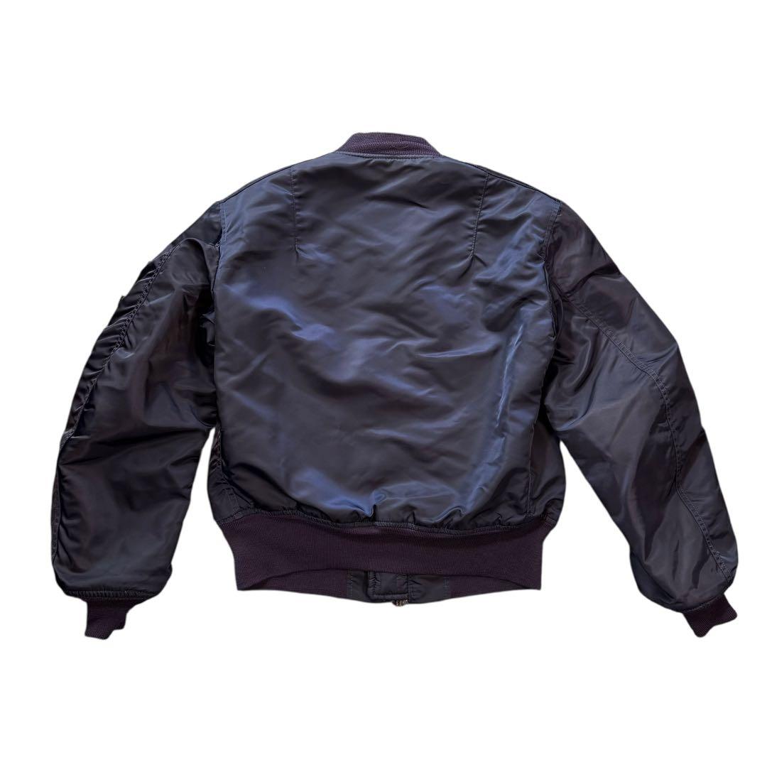 美品 90s USA製 ALPHA MA-1 グランドクルー ネイビー S