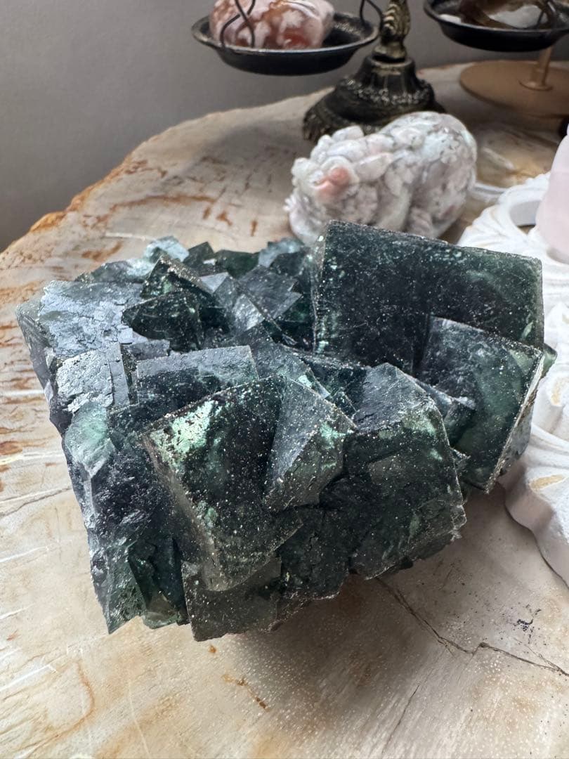 hopeナミビア月光フローライトコレクターピース ＆キラキラパイライト共生