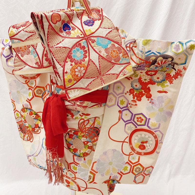 511ag48着物のみ, 511ag39着物のみ◎七五三 七歳 セミアンティーク