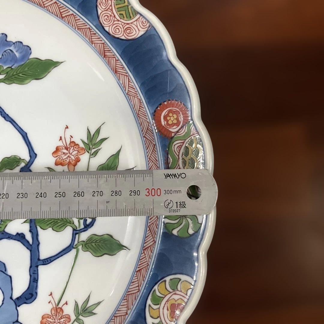 弥左エ門、波型花模様大皿