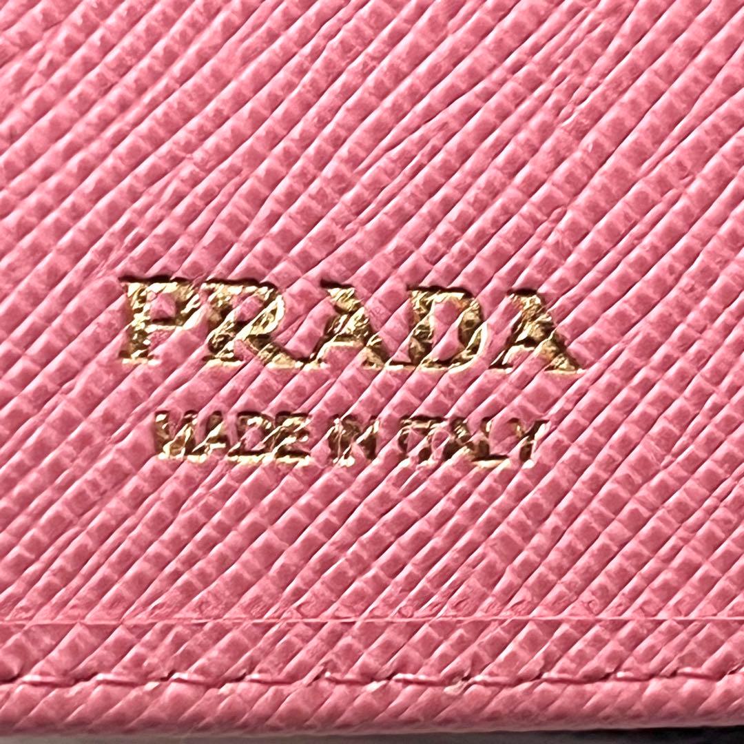 ほぼ未使用 PRADA プラダ サフィアーノ ピンク 二つ折り財布 0127-④
