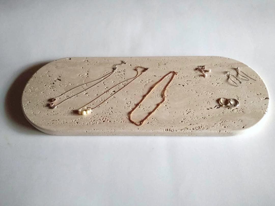 天然大理石　イタリア　トラバーチン　アクセサリープレート　●楕円形●　送料無料