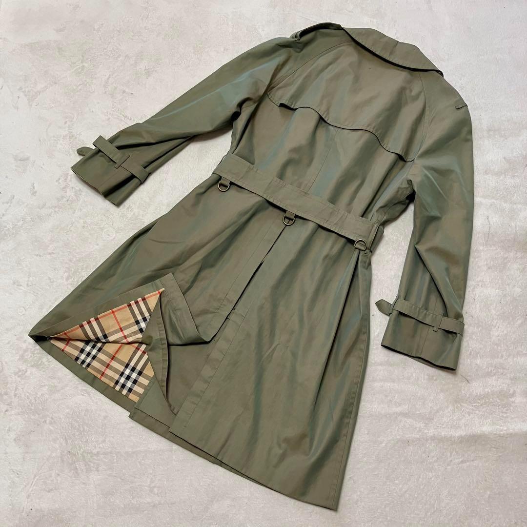 バーバリー　トレンチコート　玉蟲色　裏地ノバチェック総柄　ベルト　ロング　XL