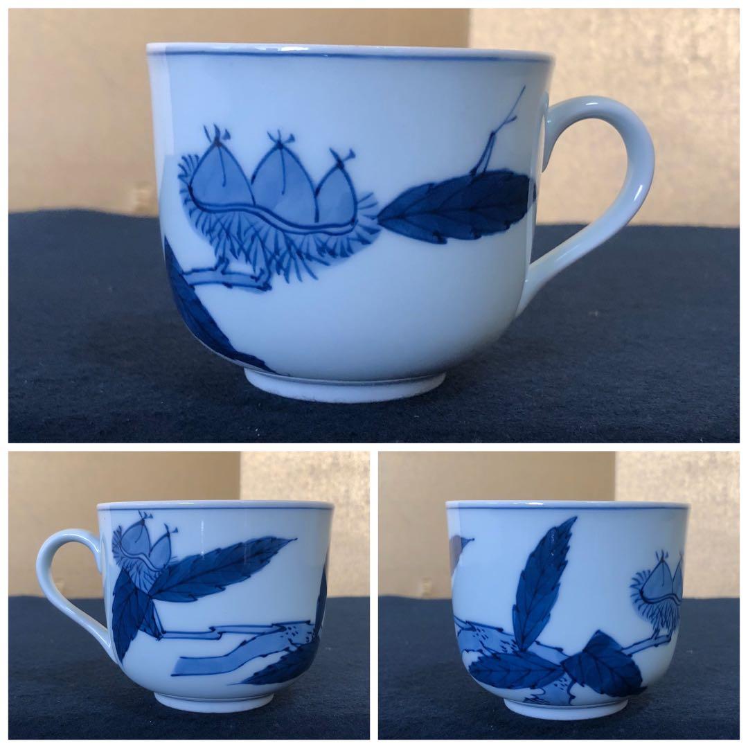 ‼️割引《R》有田焼 染付 栗絵 碗皿5客組 源右衛門作 共箱　250901G5