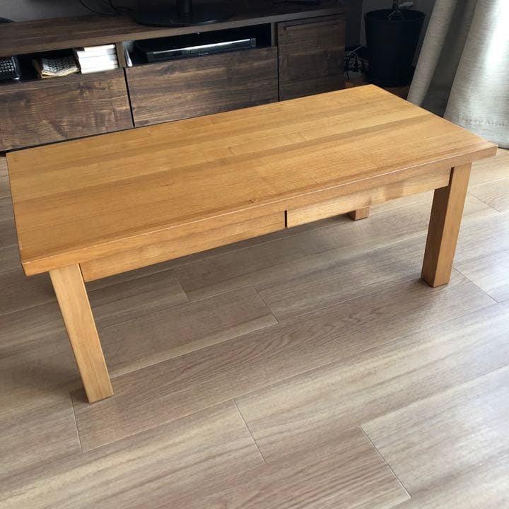 無印　引き出し付きセンターテーブル　タモ材