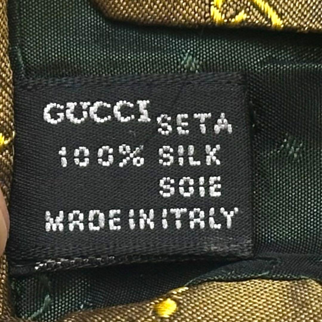 良品✨GUCCI ネクタイ　グッチ　GG柄　ジャガード　ゴールド　ブラウン