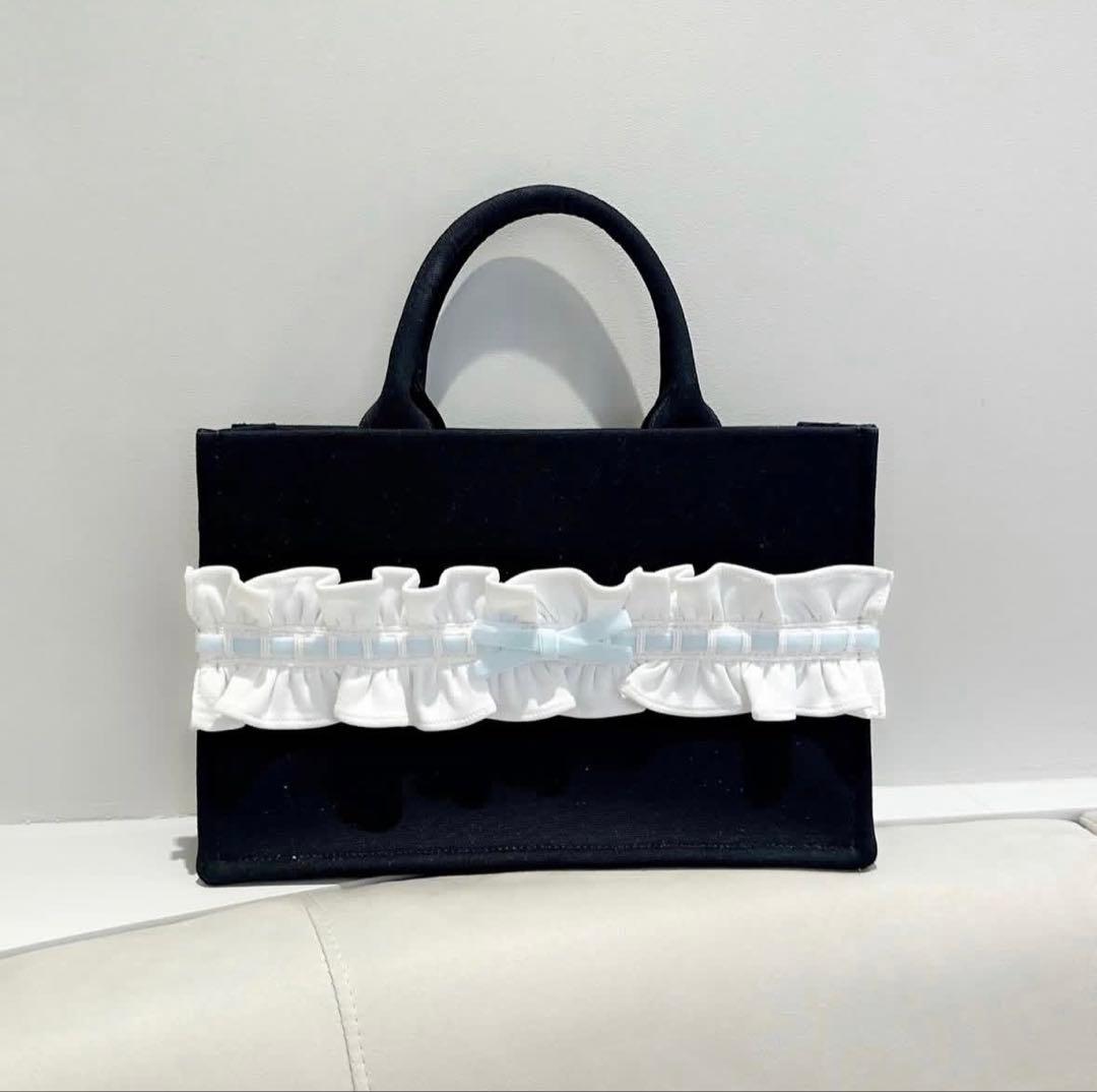 JILTU petit frill tote bag (black×blue)