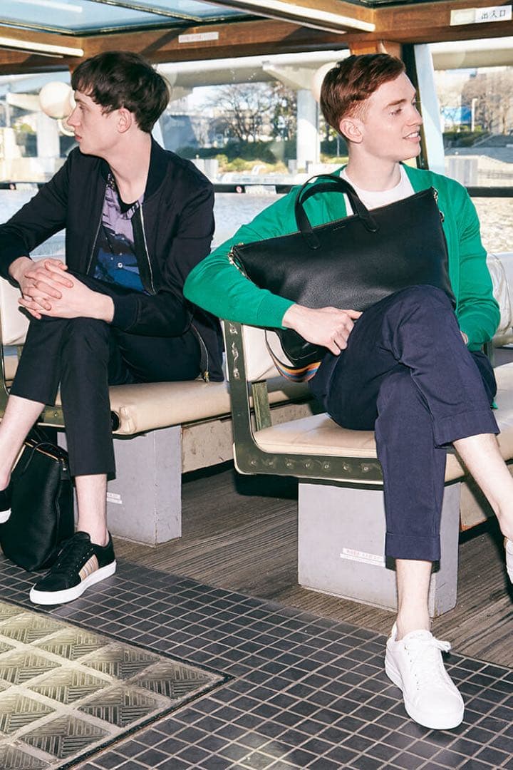 ポールスミス 2wayトートバッグ シボ革 ビジネス ブラウン マルチカラー