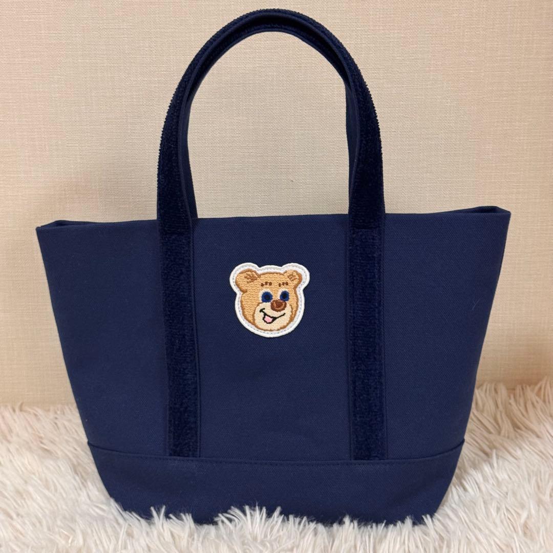 ラブラリーバイフェイラー　オールドテディワッペントートバッグ　ネイビー