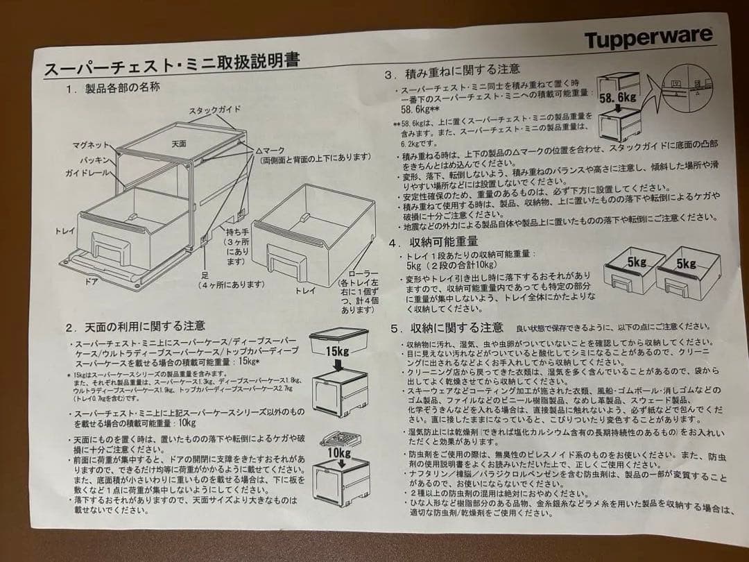 タッパーウェア Tupperwear スーパーチェスト ミニ 2段式 引き出し