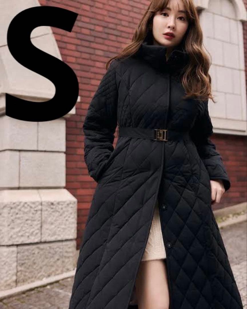 Madison Quilted Long Coat black Sサイズ