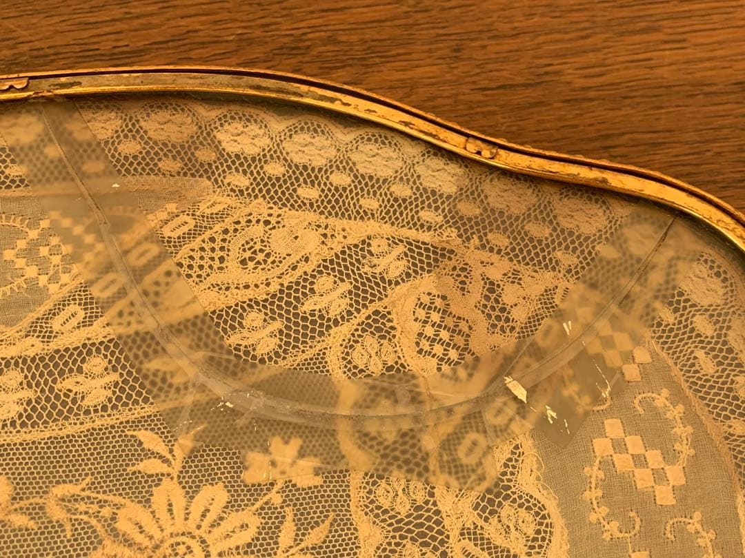 訳あり　フランスアンティーク　トレー　レース　ブロカント