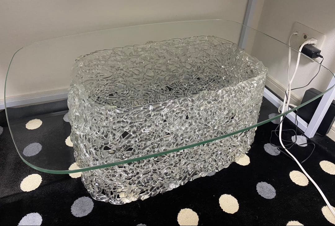 美品 [FIAM]フィアムイタリアマクラメガラステーブル イタリア製 高級家具