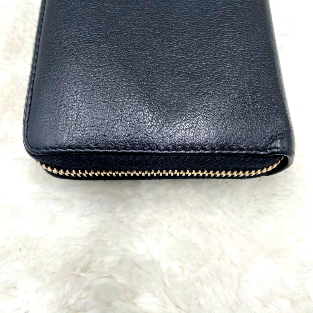 美品 サンローラン 長財布 カサンドラ エンボス ラウンドファスナー ブラック