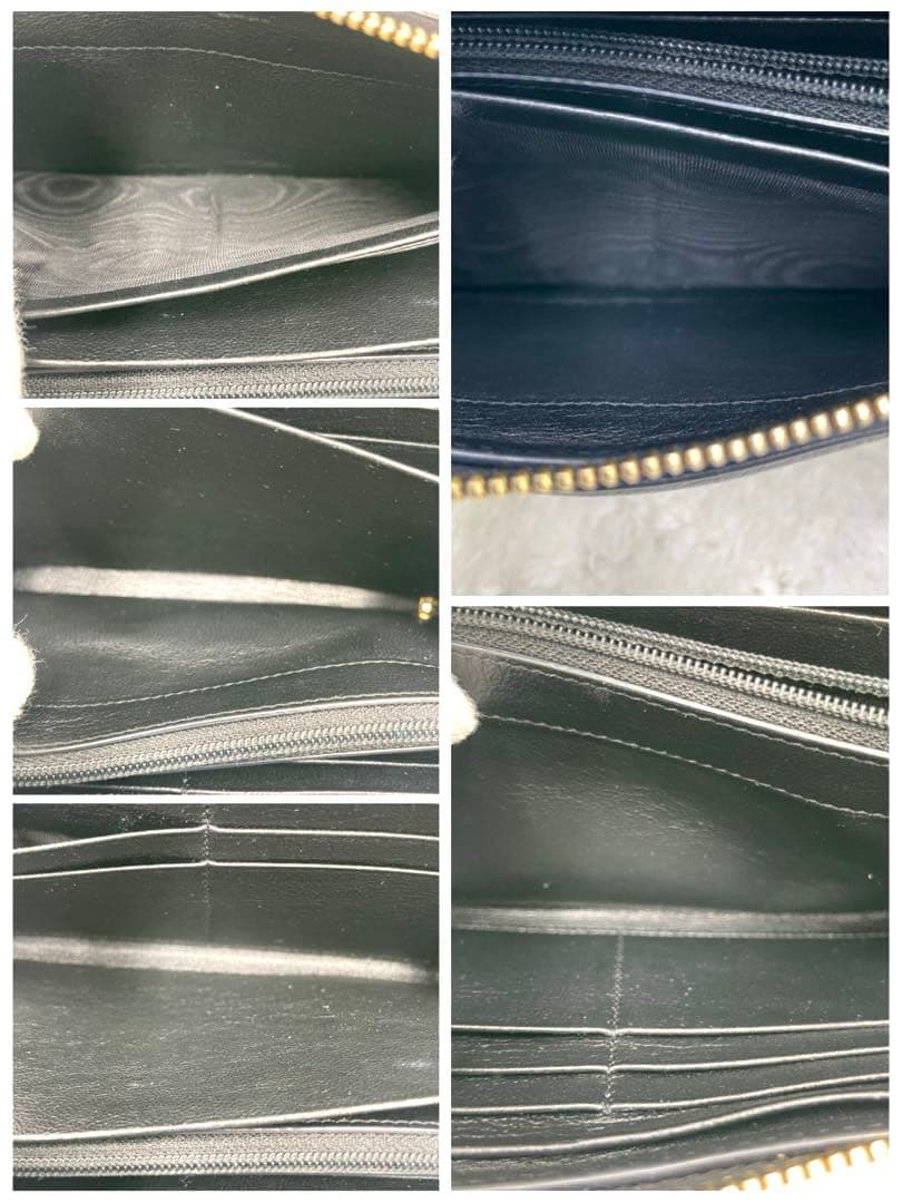 美品 サンローラン 長財布 カサンドラ エンボス ラウンドファスナー ブラック