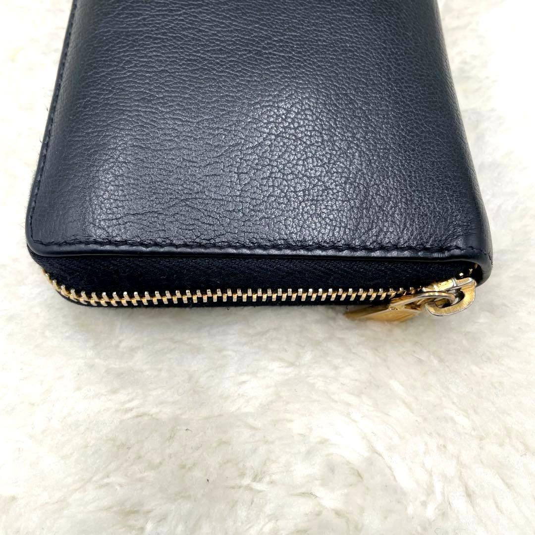 美品 サンローラン 長財布 カサンドラ エンボス ラウンドファスナー ブラック