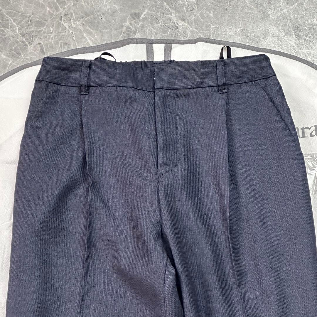 美品♡現行 インディヴィ パンツスーツ セットアップ ノーカラー ネイビー