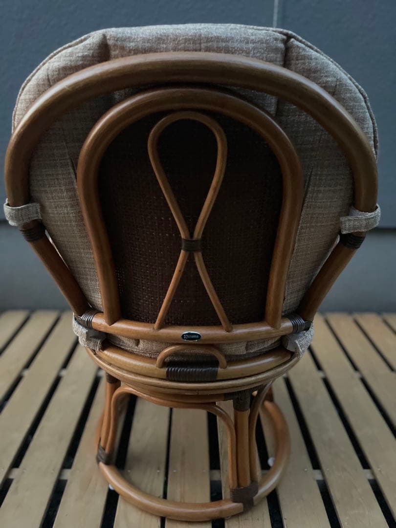 極美品　KAZAMA 籐椅子　360度回転椅子　ラタン　カザマ