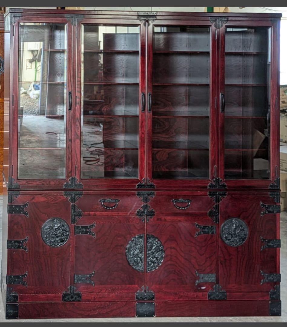 二本松工藝館　田中家具 重厚感ある佇まいが魅力的な水屋箪笥 キャビネット 食器棚