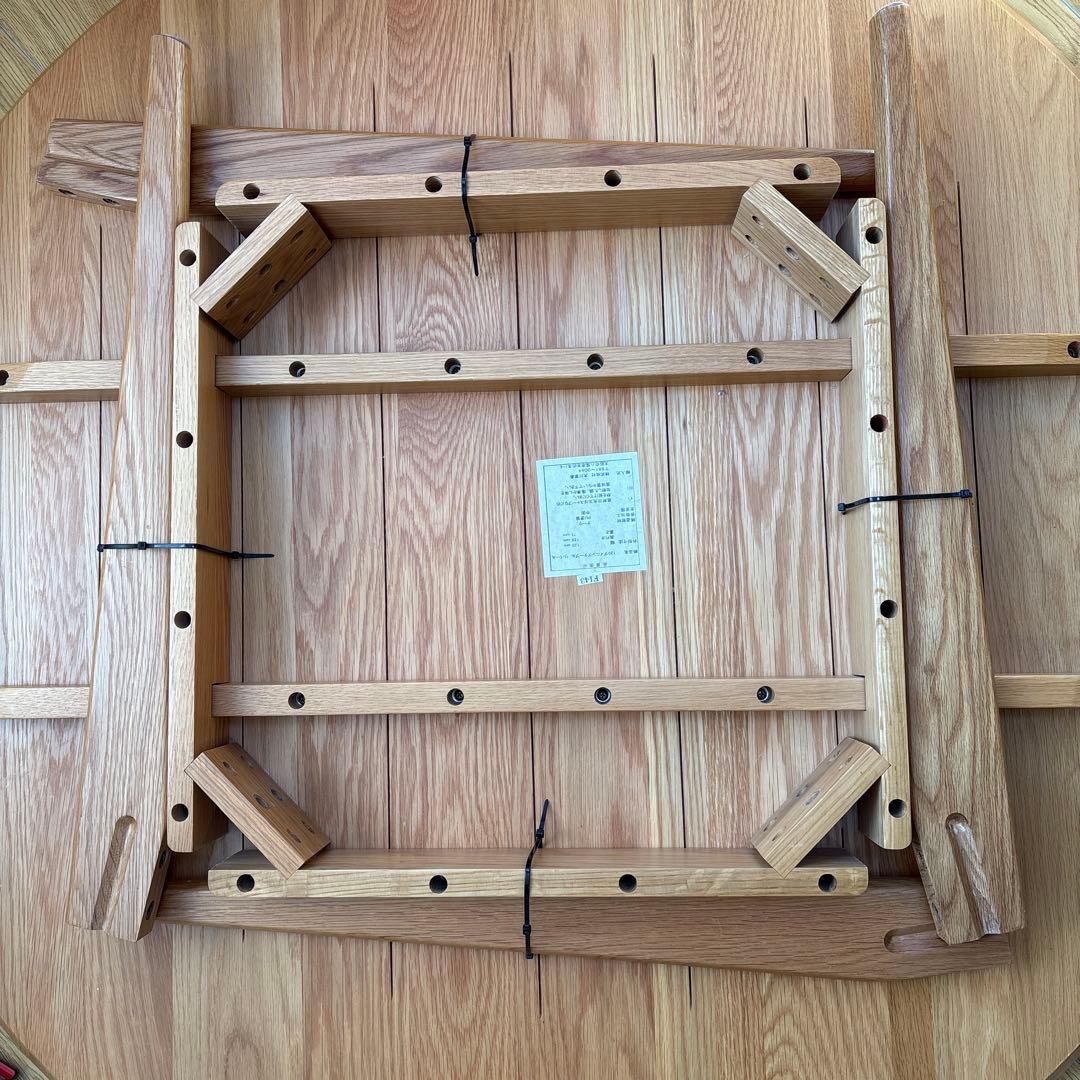 ダイニングテーブル円形幅120オーク無垢天然木大きめ2〜4人用リバー 