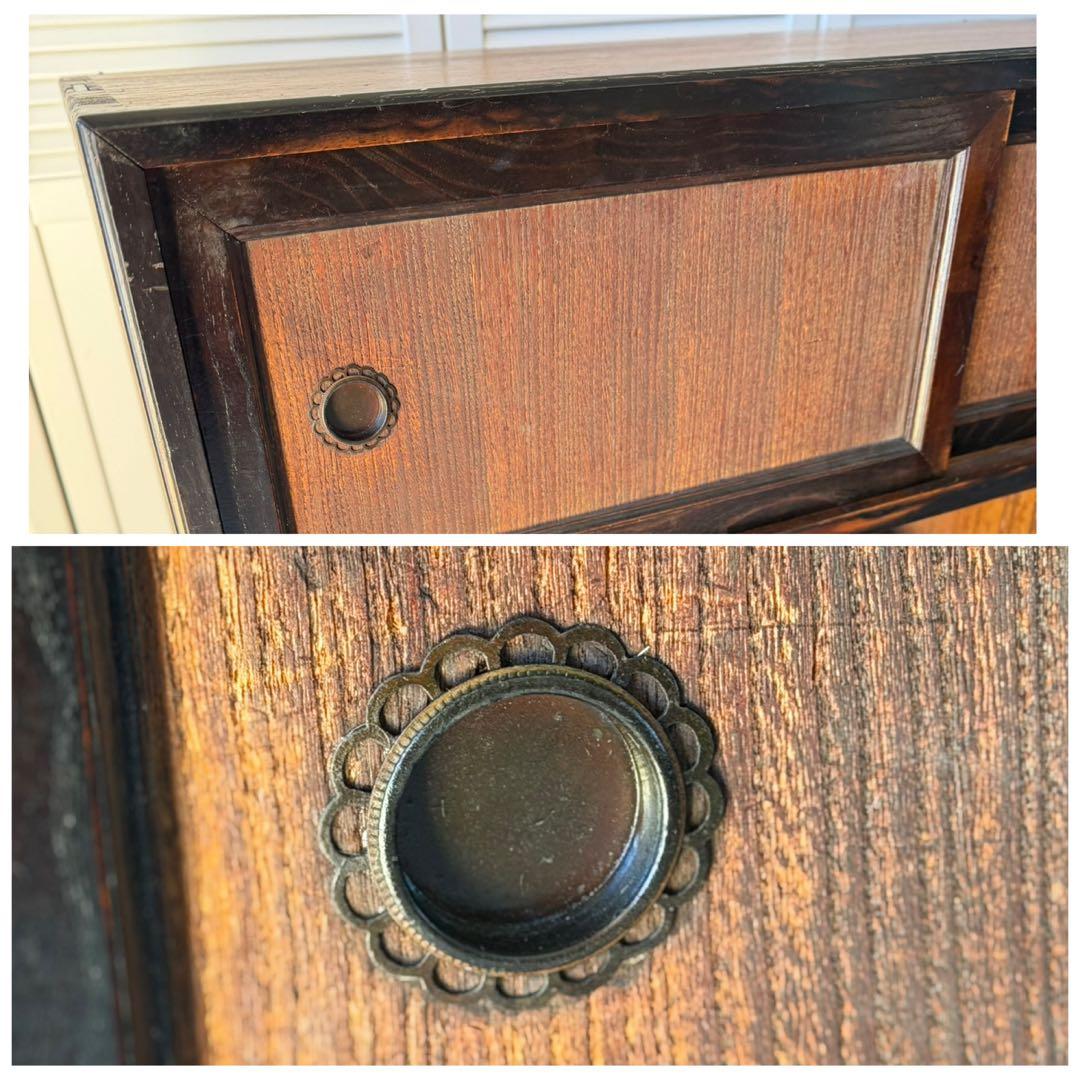 水屋箪笥 茶箪笥 飾り棚 レトロ 木製 古家具 和箪笥 アンティーク家具 桐 漆