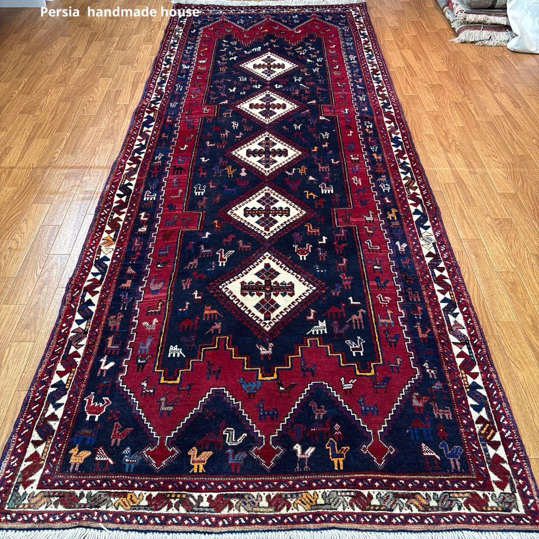 手織りペルシャ絨毯　美品　284×105 ラグカーペット シャハレババク