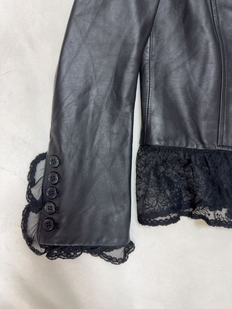 美品 INGEBORG インゲボルグ バテンレース ラムレザー ジャケット 9号