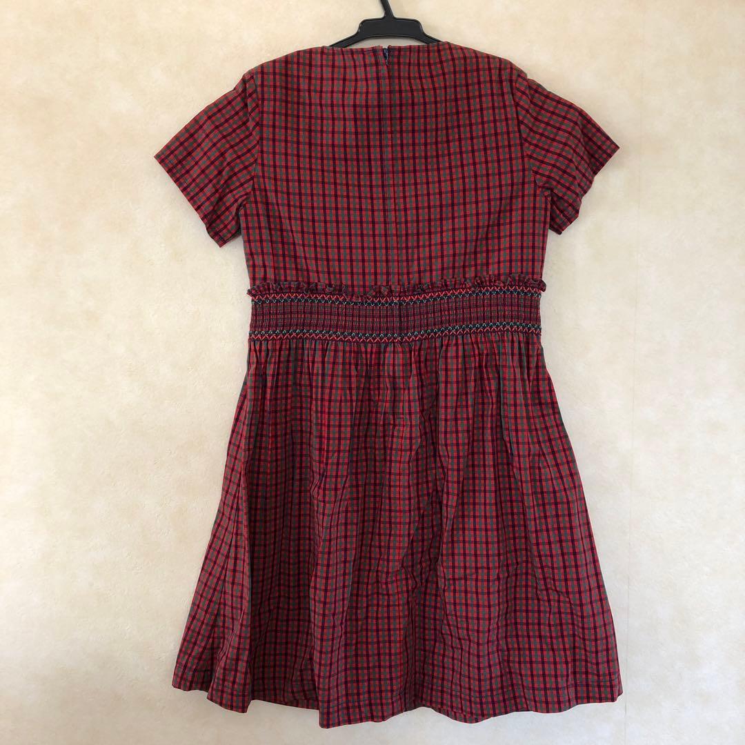 ファミリア ワンピース 130センチ 赤系チェック