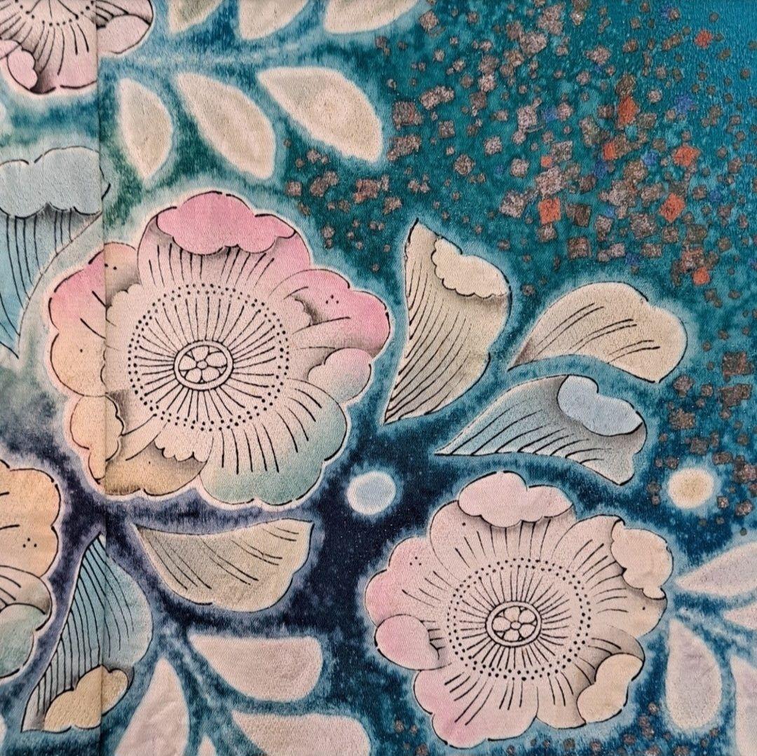 専用 長襦袢セット 正絹振袖 ブルーラメ入り金彩辻ヶ花 成人式 に最適