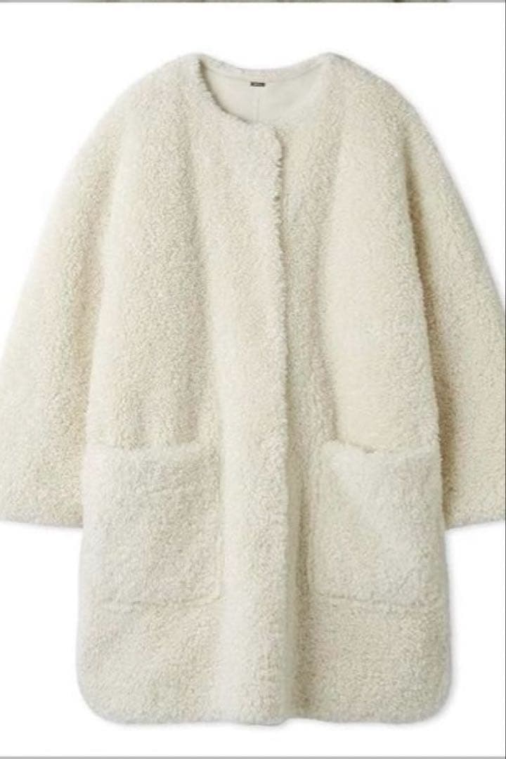 RCRN♡ 　MilaOwen 　ノーカラーシャツカーブボアコート