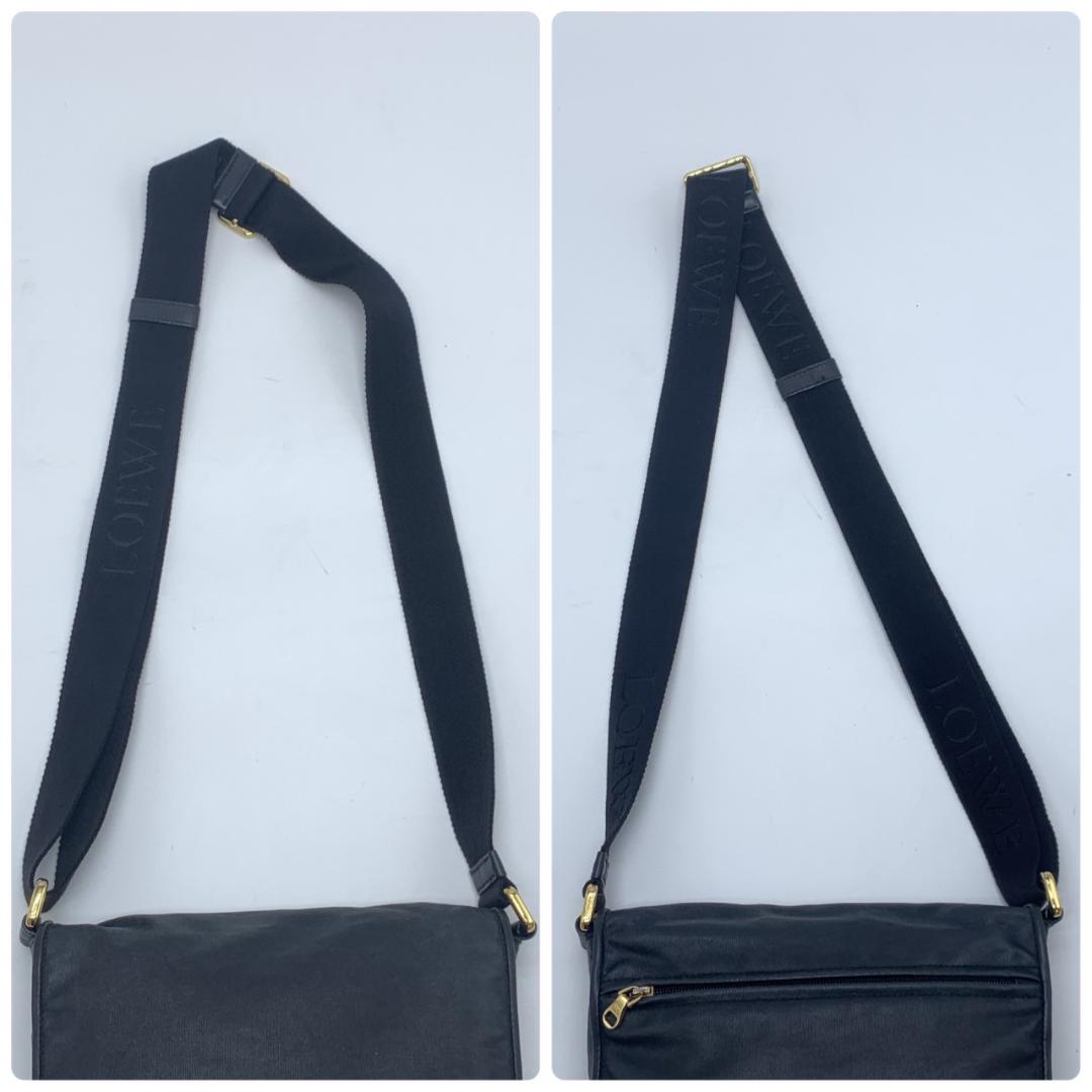 ロエベ ショルダーバッグ メッセンジャー ロゴ刻印 コーティングキャンバス