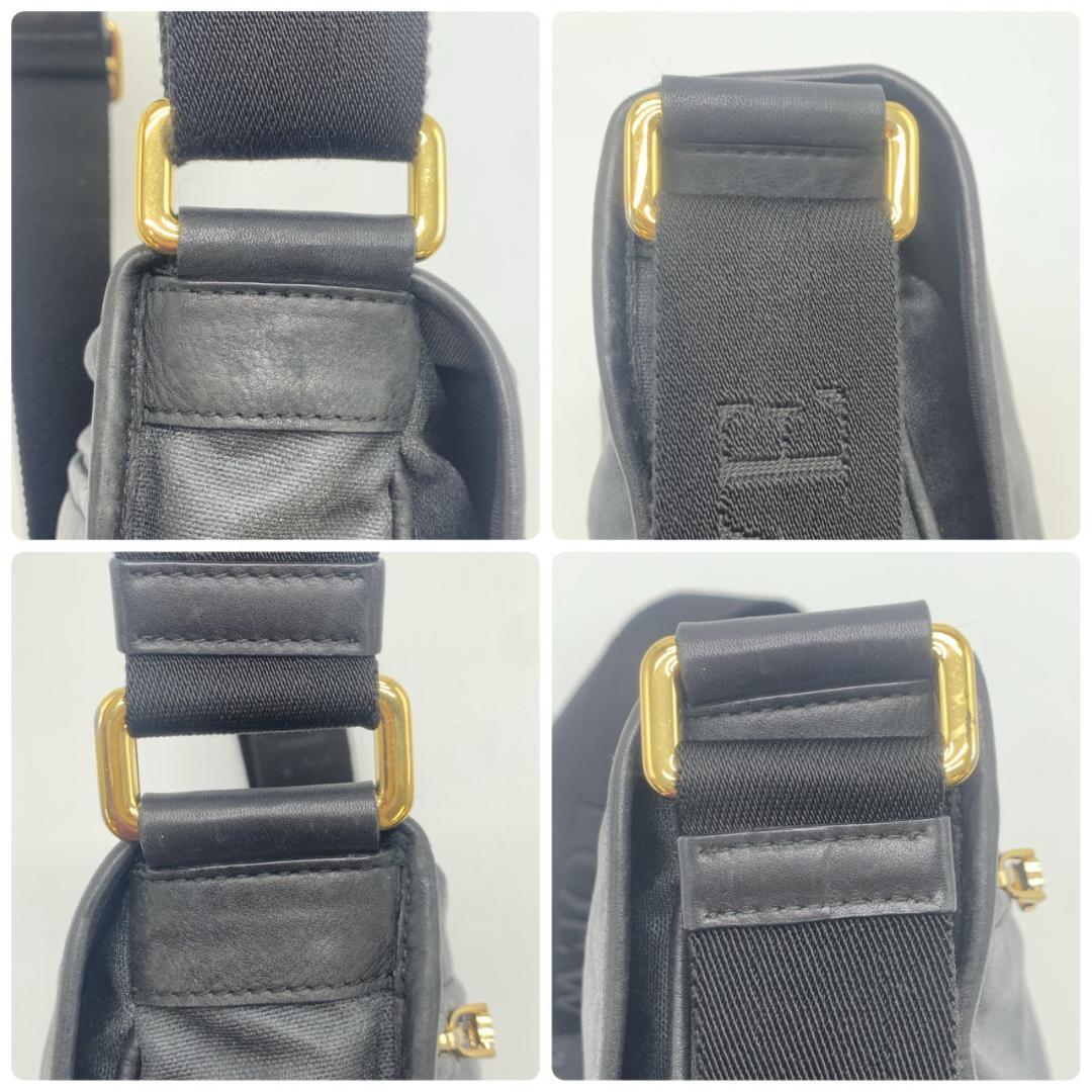 ロエベ ショルダーバッグ メッセンジャー ロゴ刻印 コーティングキャンバス