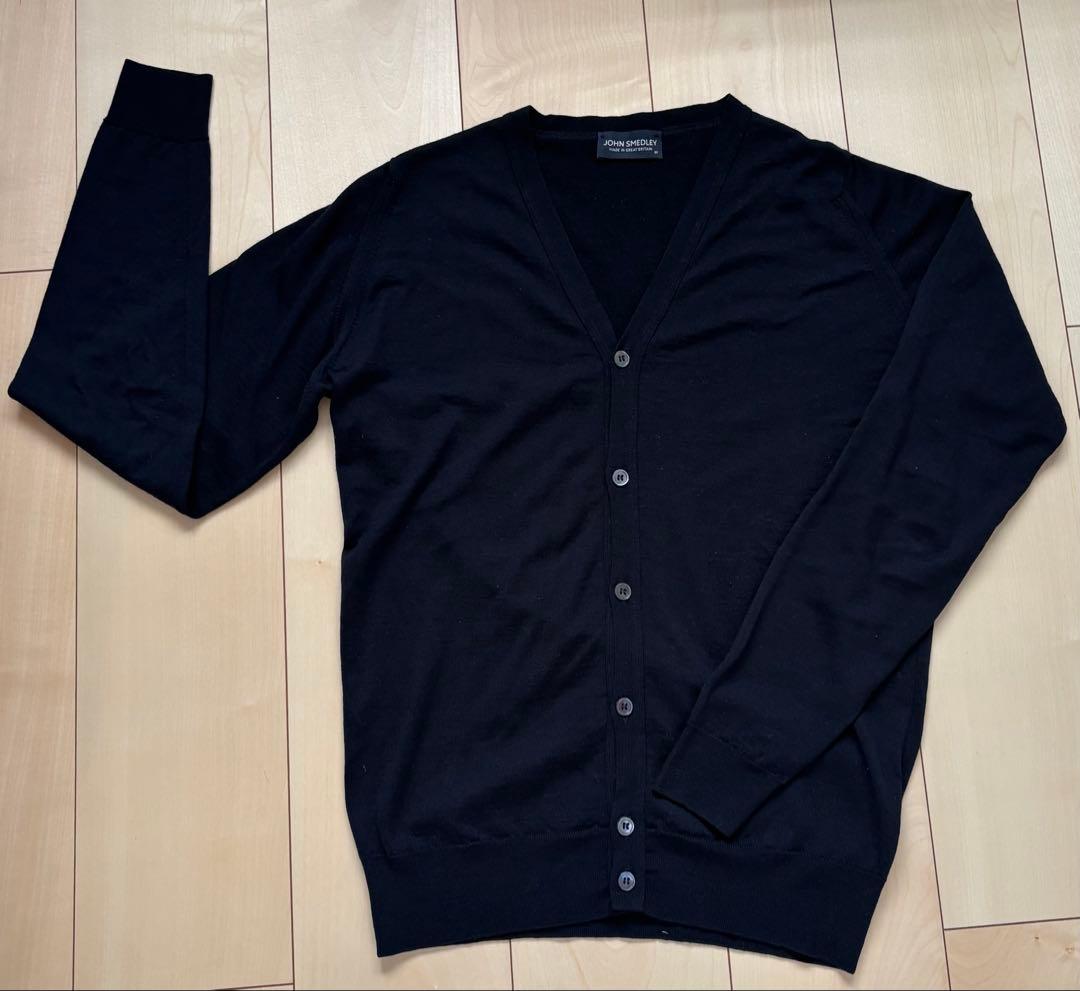 【美品】ジョンスメドレー カーディガン メリノウールM ブラック