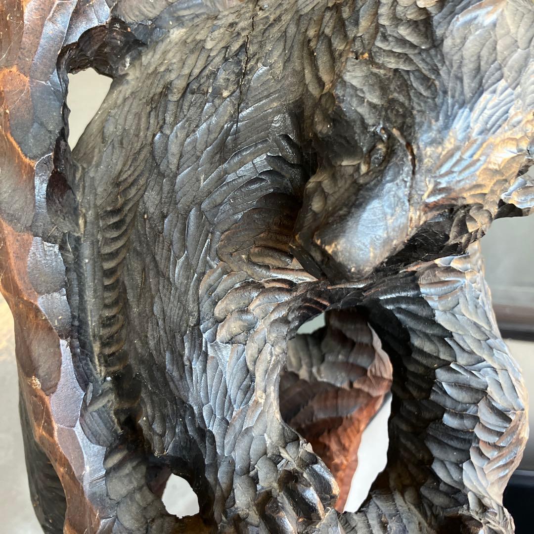 昭和レトロ 秀樹作 木製 木彫り 一刀彫 彫刻 クマ 熊 木登り熊 親子 縁起物