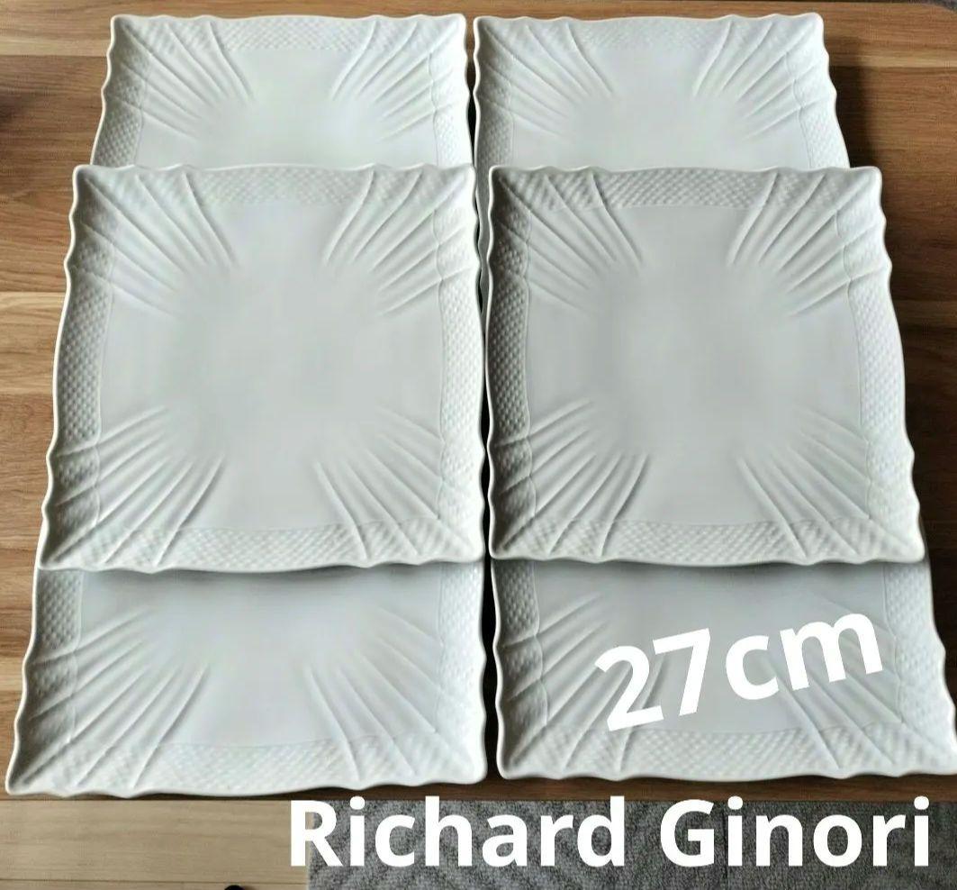 未使用6枚◆リチャードジノリ　 ベッキオホワイトスクエアプレート27cm