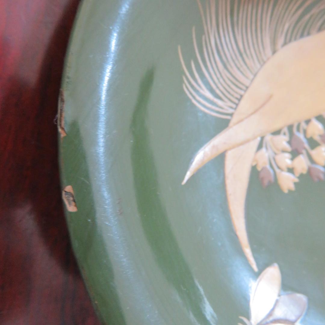 緑吸物碗 青地 盃 蒔絵 大根 カブ 8ケ 傷 欠け スレ 明治頃 希少 漆器
