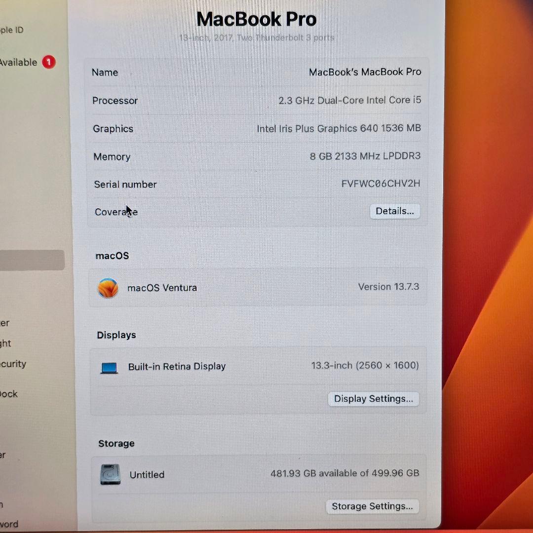 フ*界様 MacBook Pro 13インチ 2017 i5 8GB 512GB