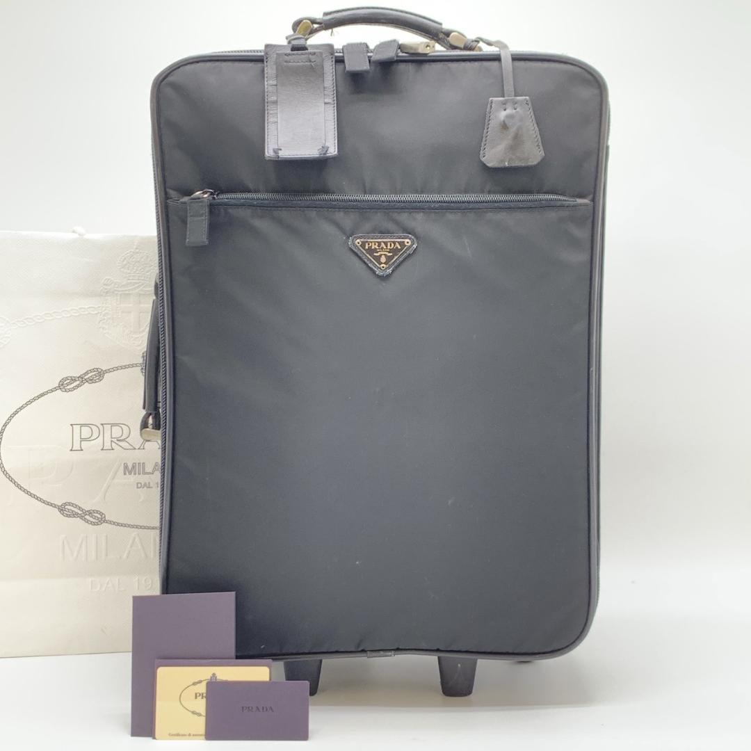 プラダ テスートナイロン レザー 2輪 キャリーバッグ トラベルバッグ
