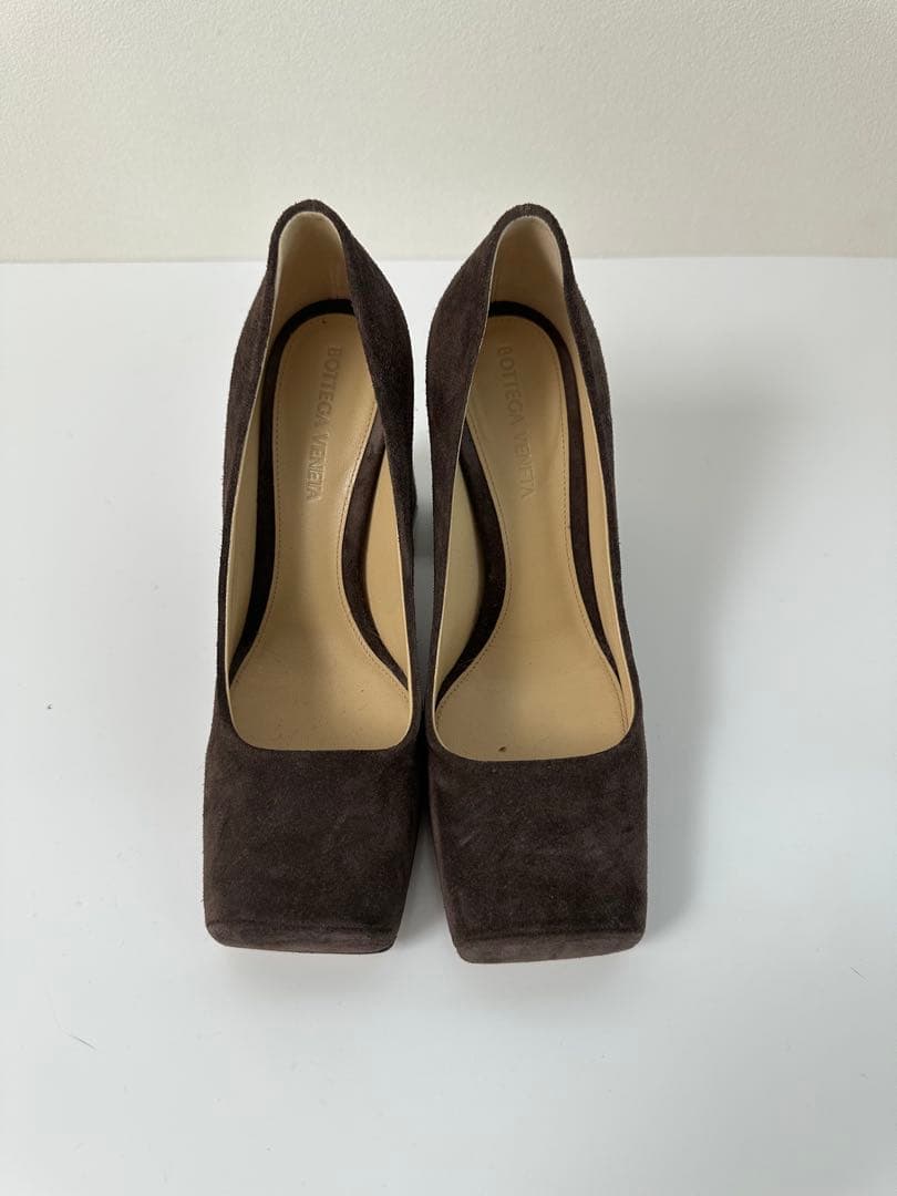 ボッテガ BOTTEGA VENETA タワー スクエアトゥ ハイヒールブラウン