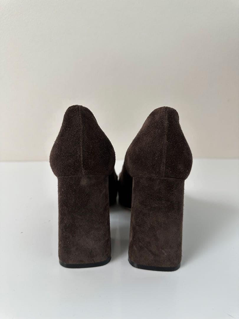 ボッテガ BOTTEGA VENETA タワー スクエアトゥ ハイヒールブラウン