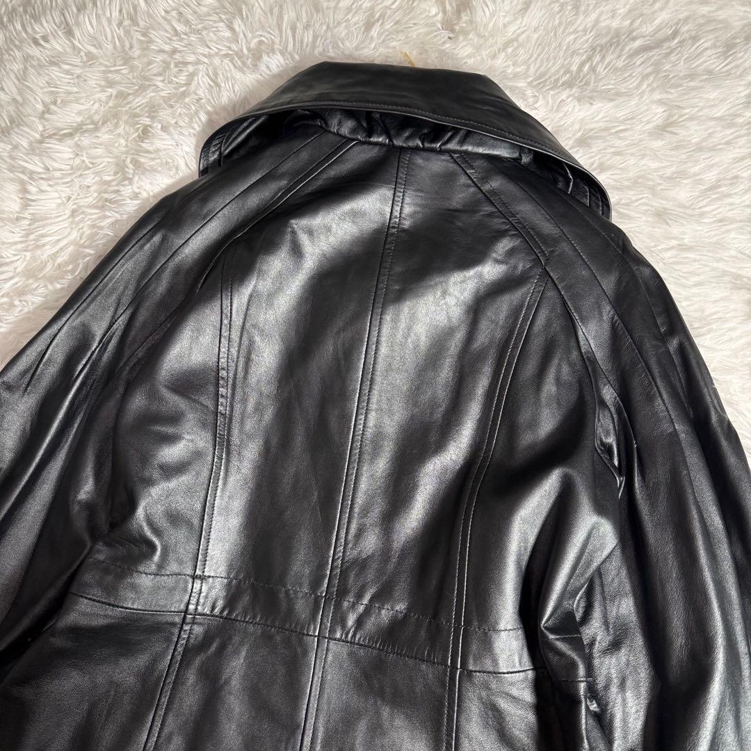 未使用 タグ付き BALMAIN レザーコート ラムレザー ロング Aライン