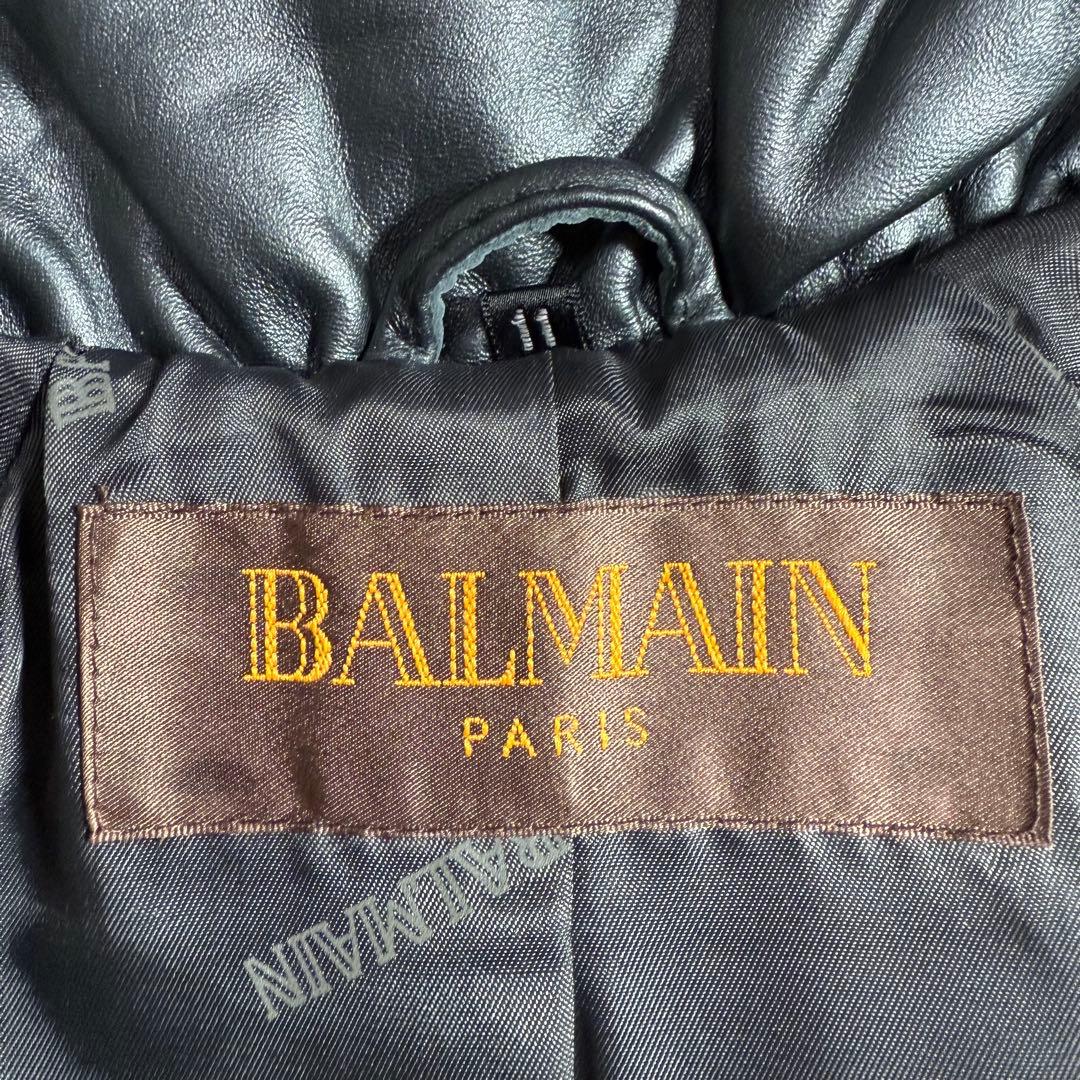 未使用 タグ付き BALMAIN レザーコート ラムレザー ロング Aライン